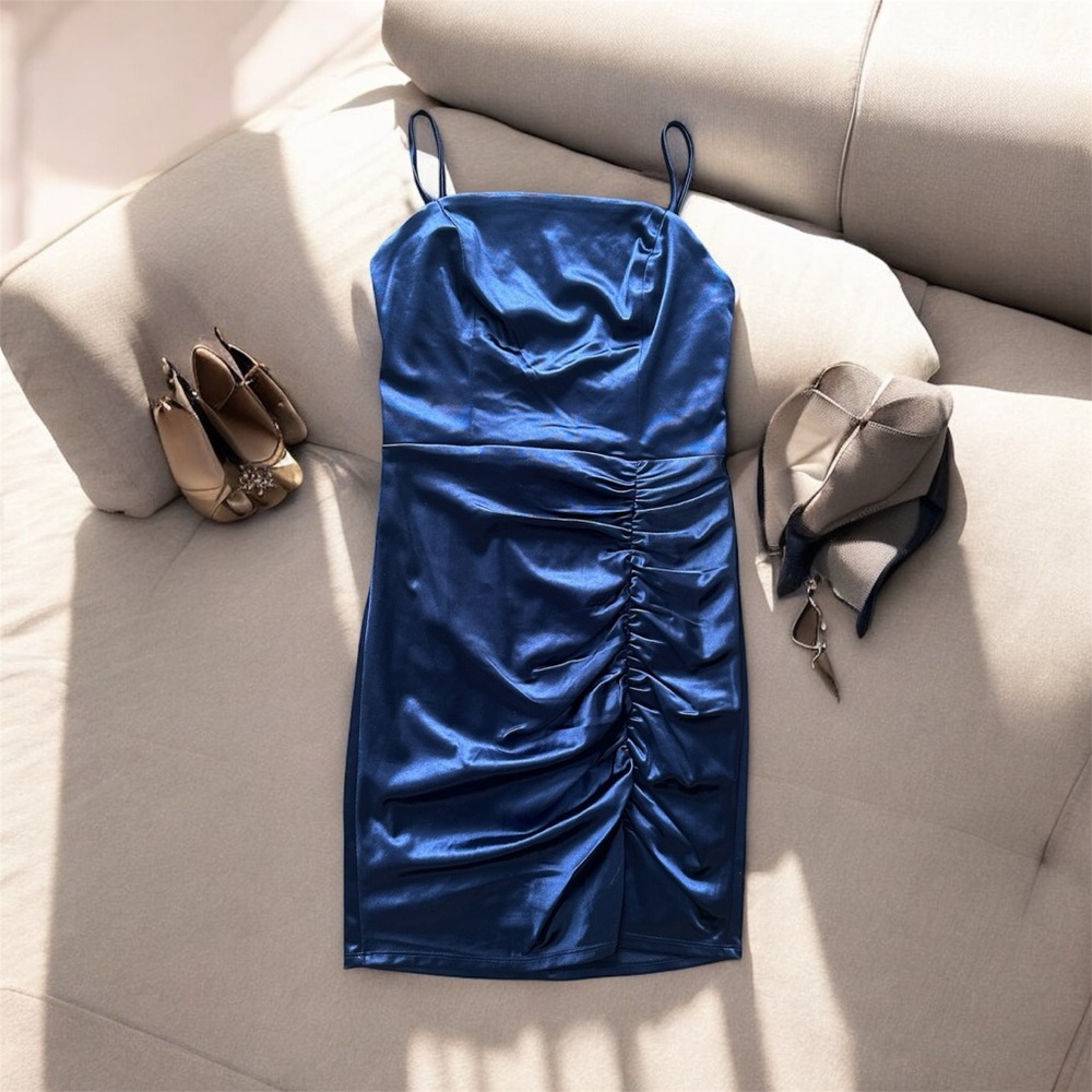 Elegant Blue Satin Dress